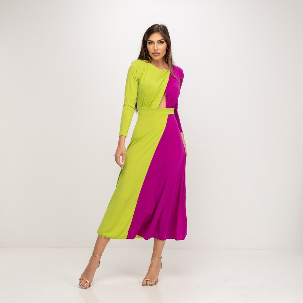 robe bicolore vert anis boutique showroom elegance isle sur la sorgue